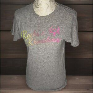 Racks and Rhinestones W sz S T-Shirt Gray Neon Pink Yellow Hunting Outdoor Deer